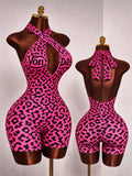 Hr26105 european and american fashion women's criss-cross halter deep v backless romper with letter print