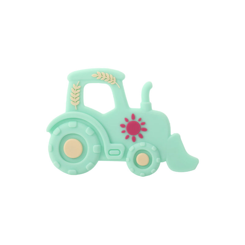Food grade silicone toothpaste manufacturer new product bulldozer biting glue baby molar chewers toys baby molar stick