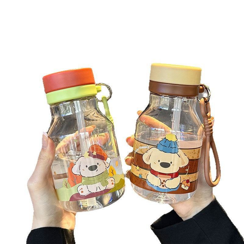 Summer travel plastic water bottle - stylish straw cup, cartoon design, large capacity, outdoor plastic cup - wholesale & customization available