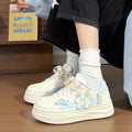 Girls' versatile chunky sole sneakers - new spring  cartoon sports casual trendy white shoes for students