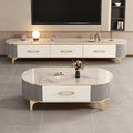 Rock slab coffee table living room for home2025new arrival small apartmentaccessible luxuryclassy oval coffee table tv cabinet combination
