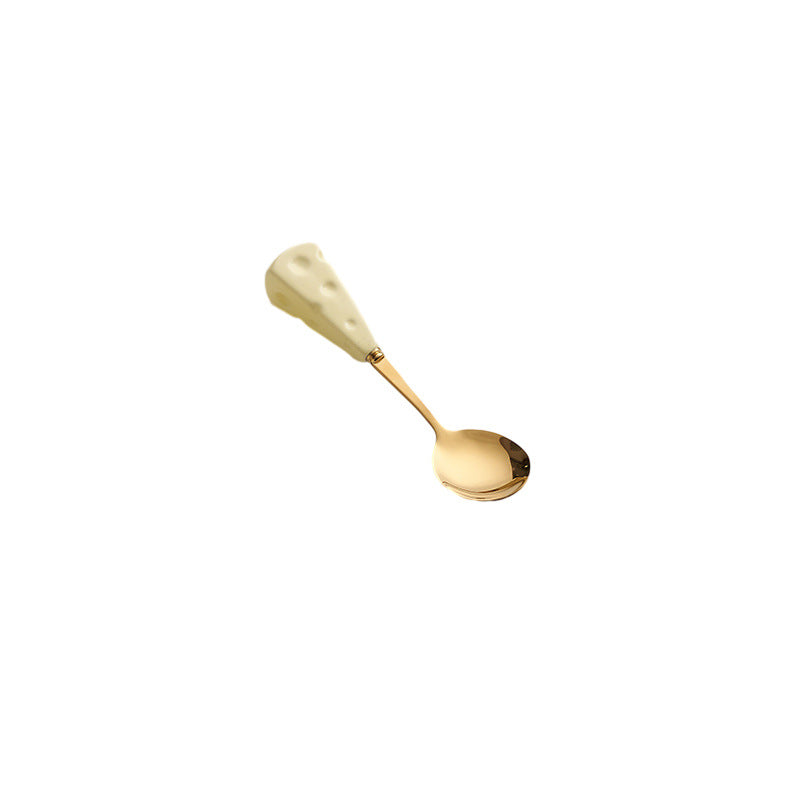 Platform carefully selected creative ceramic cheese handle knife, fork and spoon, high-looking kids stainless steel fork and spoon, western food knife wholesale
