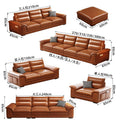 Vintage oil wax leather sofa - living room light luxury, small apartment, home use, straight row 3-seater/4-seater sofa