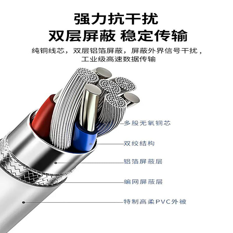 High-flexibility industrial camera Profinet shielded EtherCAT with screw fixed drag chain double shielded network cable customization