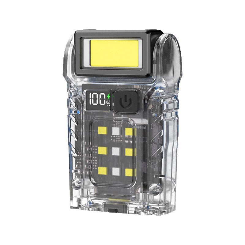 LED flashlight bright light long battery life charging portable clip hat light outdoor multi-function emergency cob work light