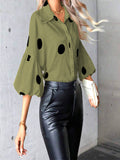 new women's french style blouse - spring chiffon polka dot five-point bubble sleeve fashionable elegant shirt
