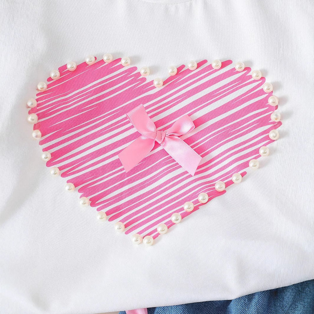 European and american  independent station foreign trade cross-border valentine's day theme heart printing round neck long-sleeved girl