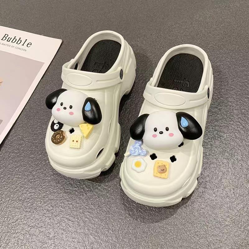 New arrival crocs women's summer popular thick sole toe cap stepping on shit feeling outwearnon-slip high heel thick sole slippers wholesale