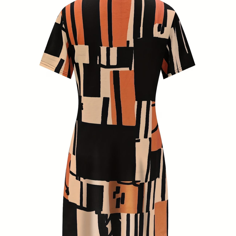 wholesale women's short-sleeved dresses, fashionable women's dresses for spring, summer, and autumn, new cross-border printed designs