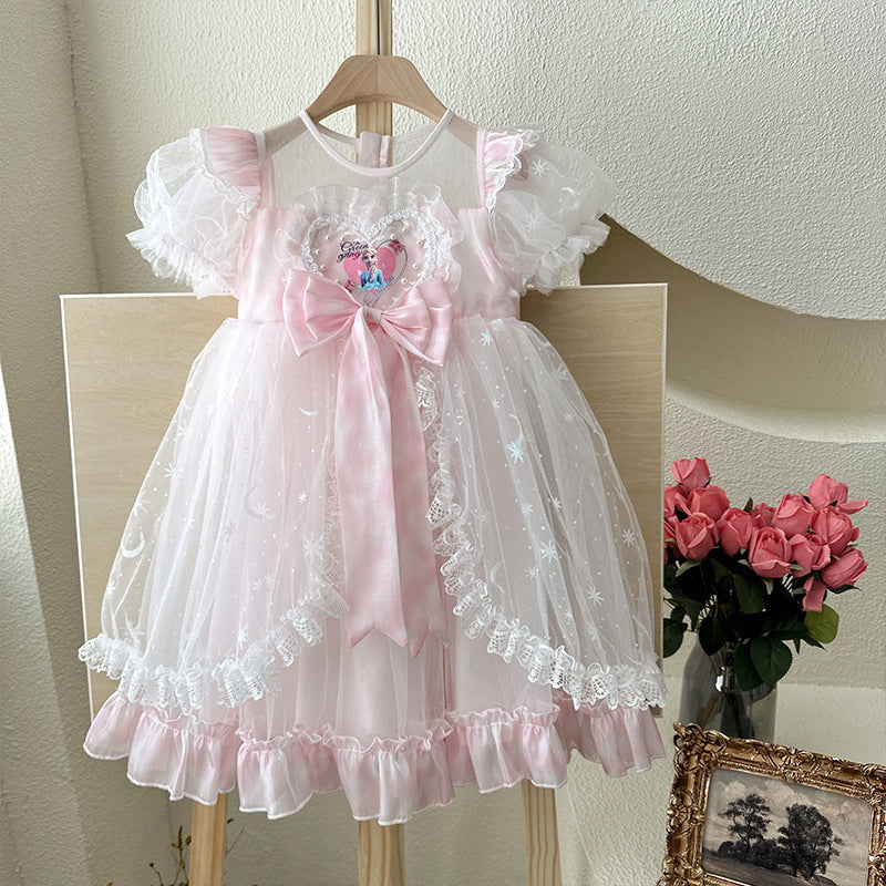 Girls' elsa dress -  summer new arrival - baby girl bow princess dress - children's first birthday gown - tutu skirt