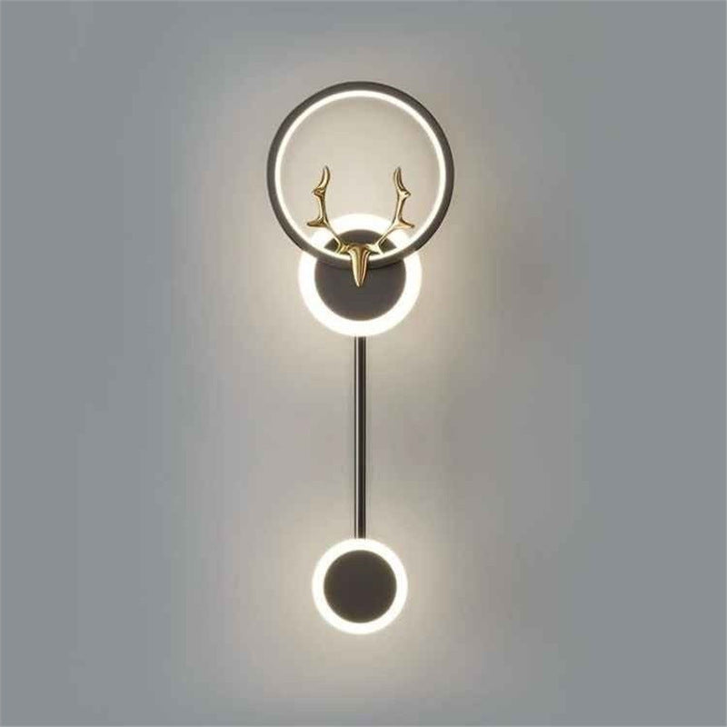High-end gold black wall lamp bedside lamp decorative background wall starry deer head led new engineering tv wall