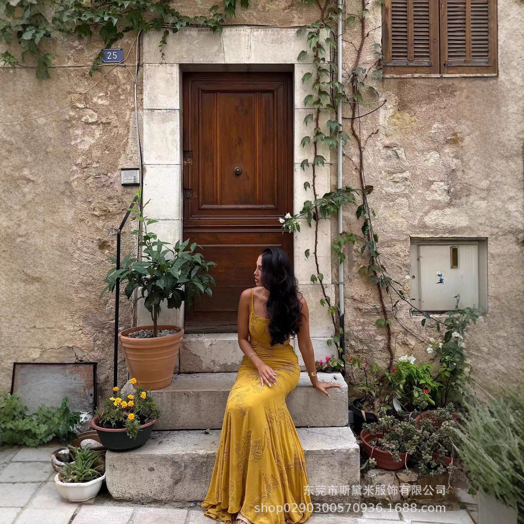 SDM189 Temperament Cross-border Spice Girl Suspender Long Dress Holiday Beach Dress Foreign Trade Supply Wholesale Dress