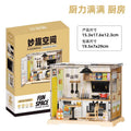 Diy bedroom milk tea shop kitchen building blocks - 3d handmade architectural model combination house toy for girls
