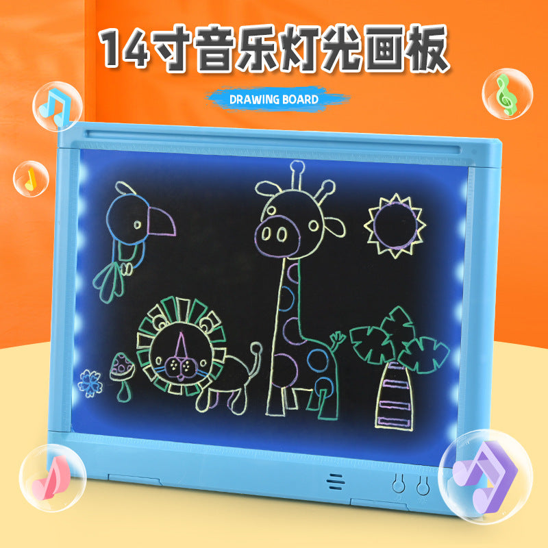 children's led light music writing board 3d lcd handwriting graffiti painting board small blackboard toys wholesale