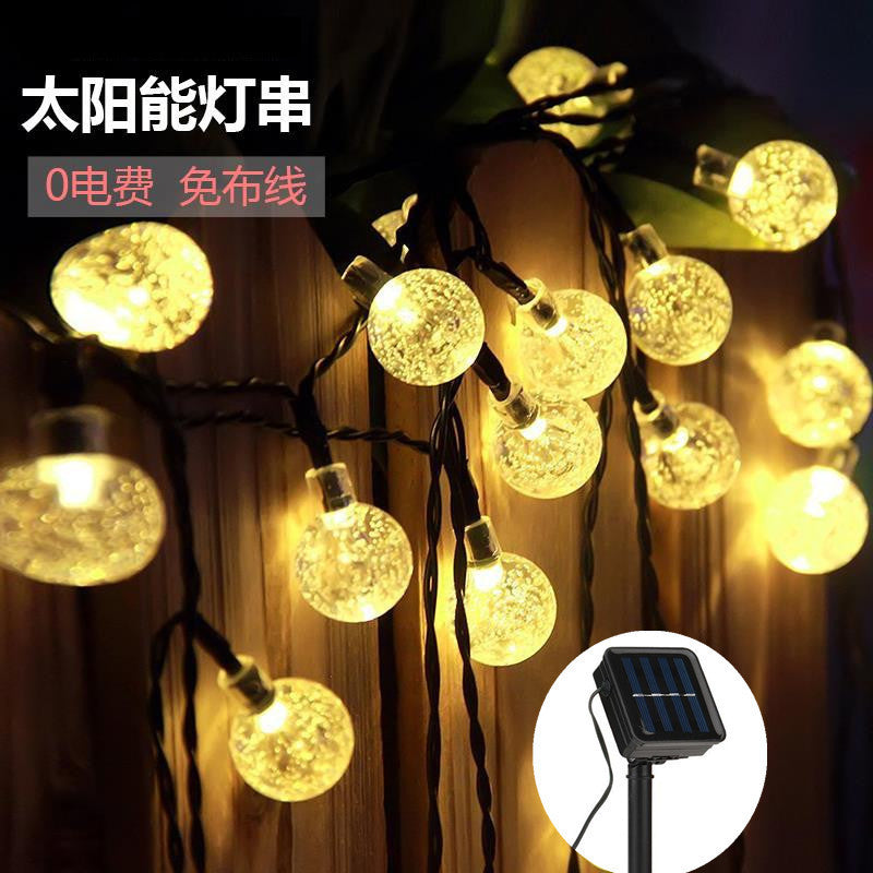 Bubble ball solar light string outdoor ambient light led string light waterproof camping courtyard decoration crystal ball lights