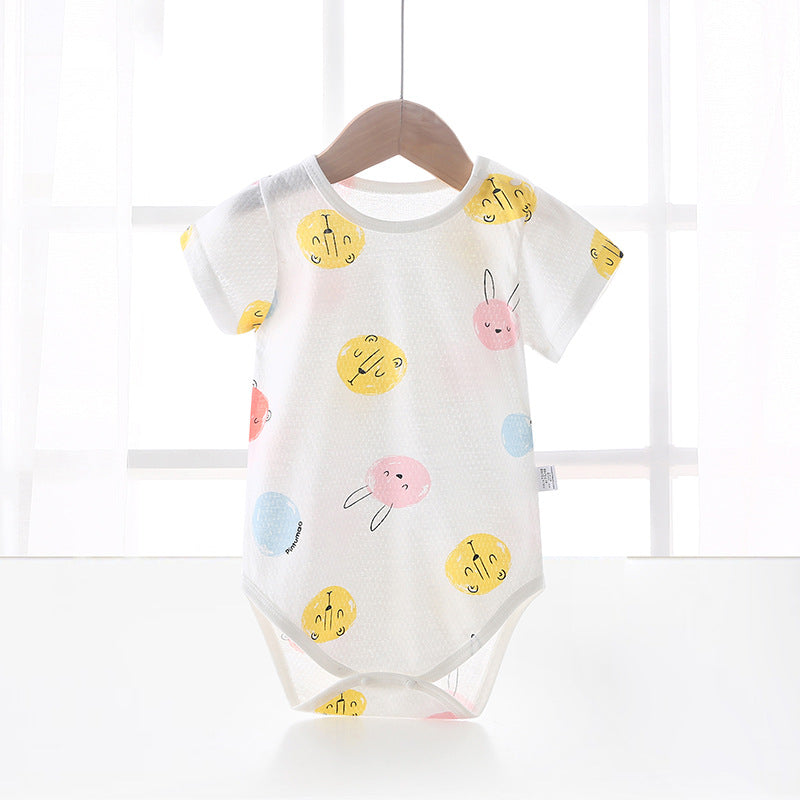 Baby bodysuit summer unisex infant short sleeve romper newborn pure cotton triangle onesie lightweight crawling suit