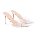 Wo huizhou european and american women's shoes transparent one-line high heels stiletto pointed toe not tired feet easiest for match summer slippers outwear
