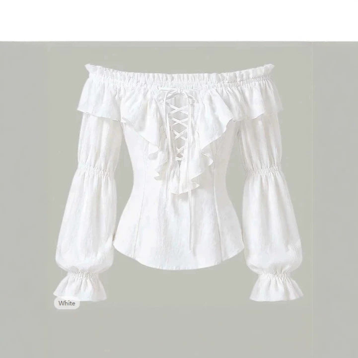 chic shirt women's new arrival small fragrant style ruffles cross collar sweeteleganteasiest for matchtops