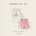 Baby summer suit thin baby clothes boys and girls outing jacquard separatespure cotton vest shorts kids