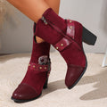 plus size thick heel western high heel fashion boots for women  fall and winterfashion style thick heel studded short boots