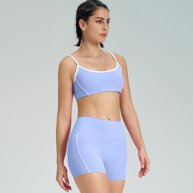 thin shoulder strap detachable chest pad fitness sling nude flared pants sports intimates yoga suit for women