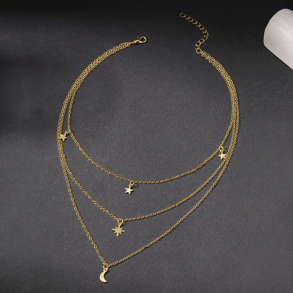 Stackable necklace heart pendant clavicle chain personalized star moon necklace multi-layer design everyday casual necklace for women