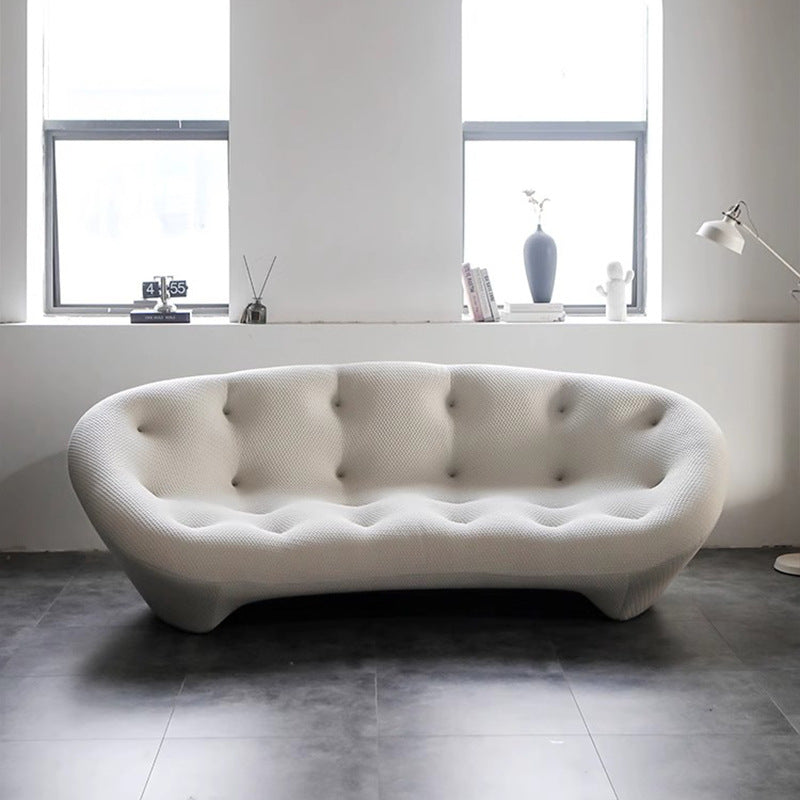 Designer freehand space italian normcore shell sofa living room curved lounge chair cream style accessible luxury small apartment sand