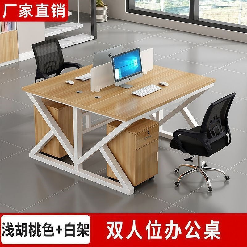 Modern and simple office desk and chair set, complete computer desk for training, minimalist workstation for 2/4/6 people, executive desk