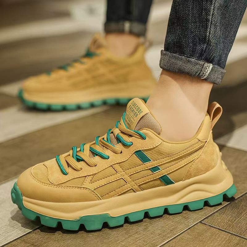 Men's shoes 2025 spring breathable retro high-end athletic casual youth height-increasing chunky sole dad shoes trendy sneakers
