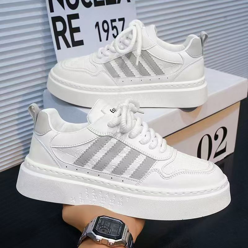 Men's shoes 2025 new winter breathable casual skate shoes versatile thick-soled shoes men's sports student white trendy sneakers