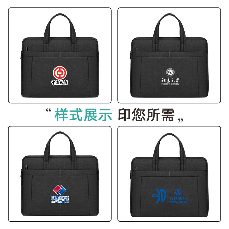 Large capacity tote document bag waterproof oxford cloth file folder printed office zipper conference bag laptop bag wholesale