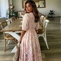 summer european and american cross-border v-neck loose-fit printed dress