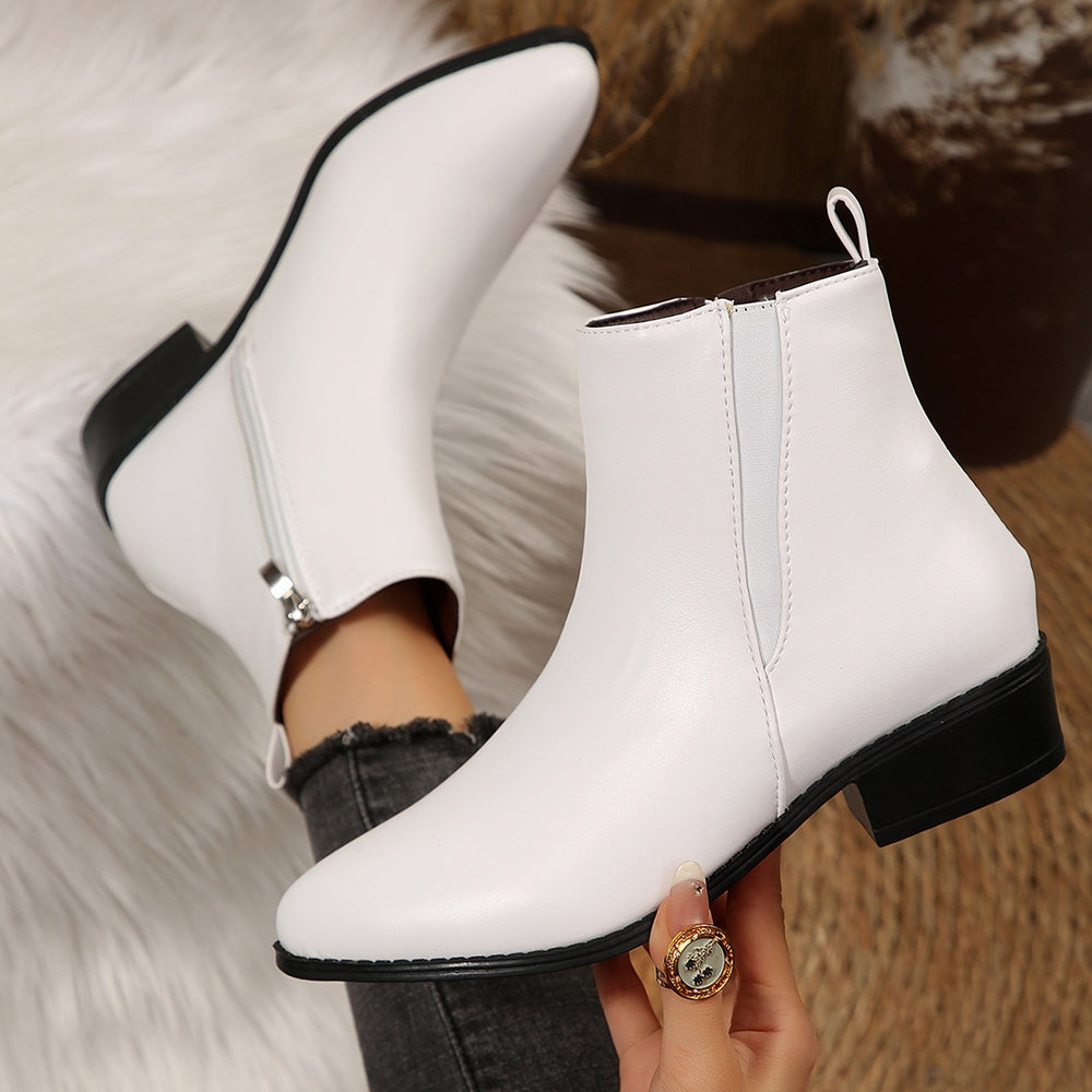 Exportplus size short boots for women fall and winternew arrival pointed toe side zipper cross-border fashionfashionboots women's leather boots