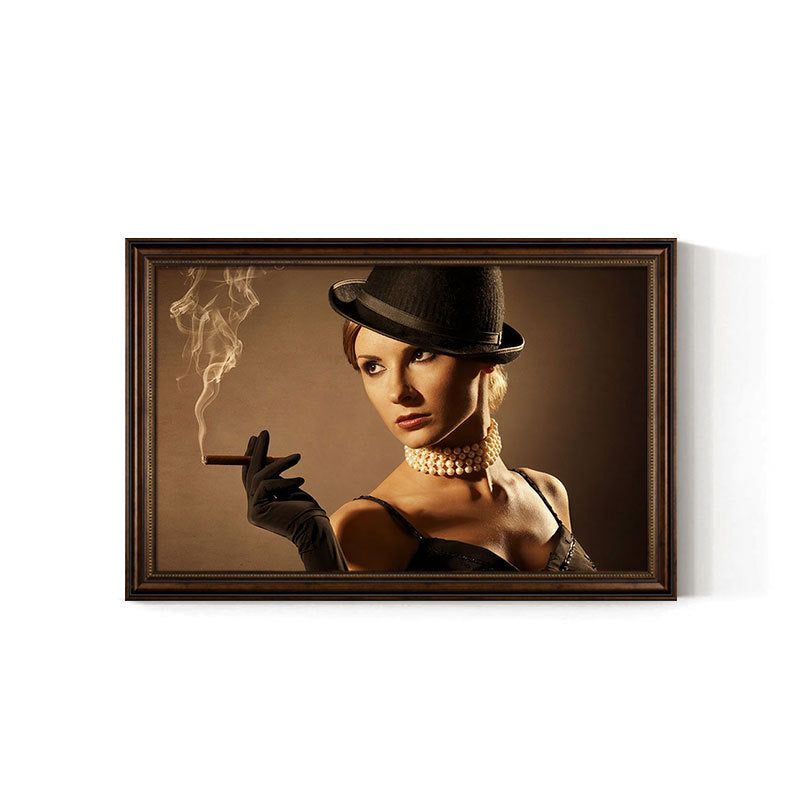 Cigar bar hanging painting American retro beautiful woman bar KTV box wall decoration painting industrial style tobacco and alcohol shop mural
