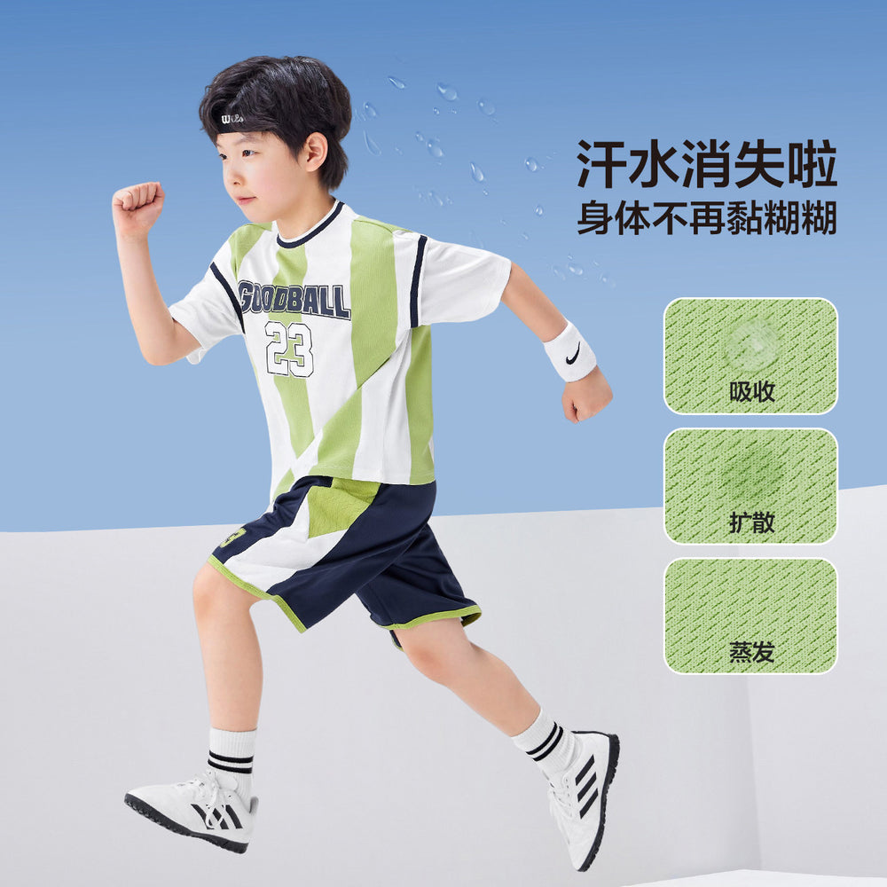 Boys' summer outfit : new summer collection - kids' short-sleeve t-shirt and shorts soccer set, boys' quick-dry sports two-piece set