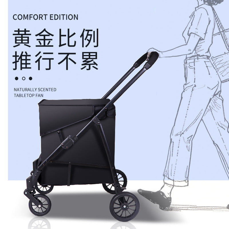 Customized export shopping cart - lightweight, large capacity, foldable, one-click folding, universal wheel shopping cart