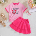 Girls' summer dress short-sleeve skirt set  new trendy popular kuromi children's skirt two-piece outfit