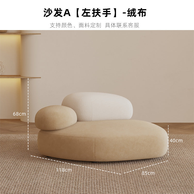 Accessible luxury seating area reception fabric sofa curved small apartment living room special shaped internet celebrity furniture designer style