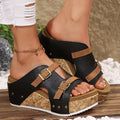 Exportplus sizethick sole wedge heel one-piece sandals  summernew arrival buckle strap light foam bottom beach open toe women's shoes
