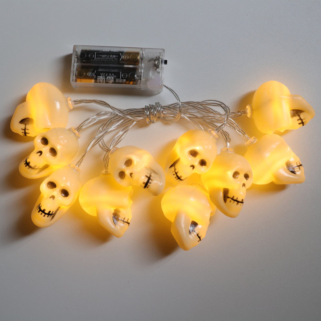 22 Cross-border new LED skull light string Halloween ghost festival atmosphere decoration battery box skull LED light string