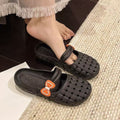 Baotou slippers women's summernew arrivalfashion soft bottomfor homeoutwear breathable flats crocs bows half slippers
