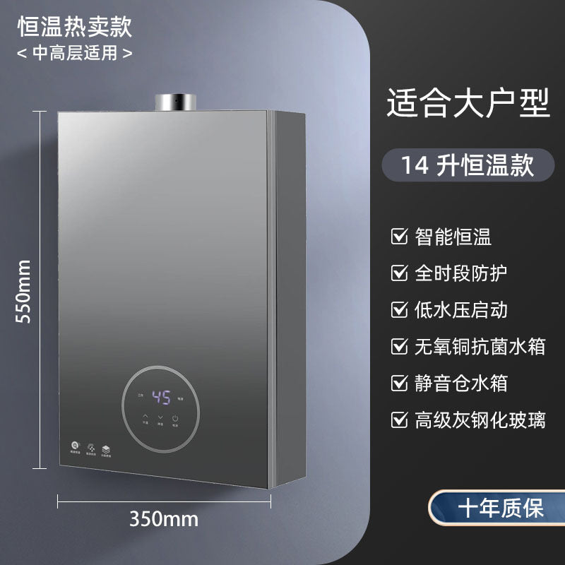 Gas water heater for home zero cold water natural gas 16l constant temperature bath silent forced exhaust pressurized energy saving wholesale