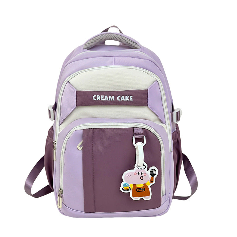 Backpack Women's 2025 New High-value Large-capacity Casual Backpack Trendy Fashion Lightweight Cartoon Bear School Bag