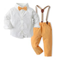 K-style children's clothing kidssuitlong sleevesshirt suspender two-piece set 61 spring & fallnew arrivalboys' first birthday dress