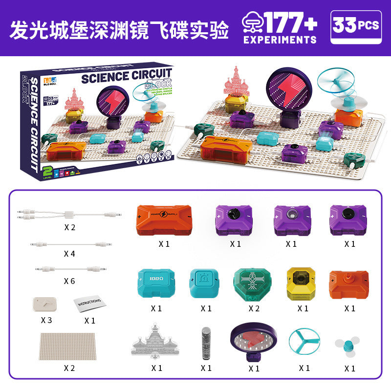 Children's educational electronic building blocks - science & physics light-up circuit mini experiments - electrical circuit board - level 2