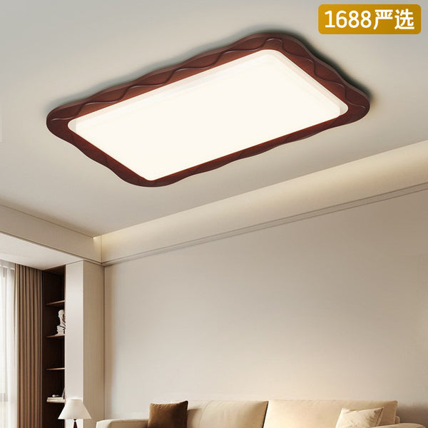 [Strict Selection] Medieval Main Light Walnut Pattern Ceiling Light Japanese Retro Room Round Solid Wood Decorative Base