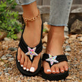 Plus size candy color flip-flops wedge heel non-slip thong sandals summer thick sole fashion beach sandals women's slippers
