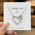 X-8389 silver full diamond love clover necklace [titanium steel chain copper inlaid zirconium pendant]