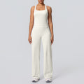 Outdoor casual running fitness yoga outfit - quick-dry, breathable, sexy racerback high-waisted straight-leg pants sports set