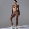 New solid color seamless underwear double-sided nylon long sleeve activewear yoga set - high elasticity, tight fit, anti-odor gym & yoga apparel
